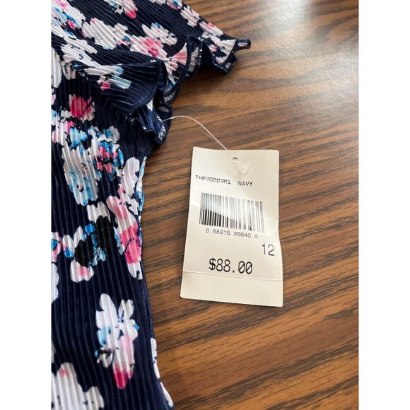 Connected Apparel navy short sleeved floral dress size 12 - Picture 5 of 5